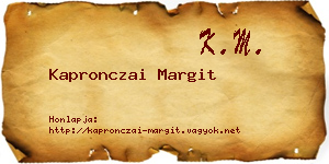 Kapronczai Margit névjegykártya
