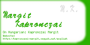 margit kapronczai business card